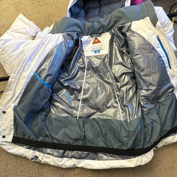 Columbia Jacket Womens Medium White Omni Shield  Hood Full zip Puffer READ - Picture 12 of 14